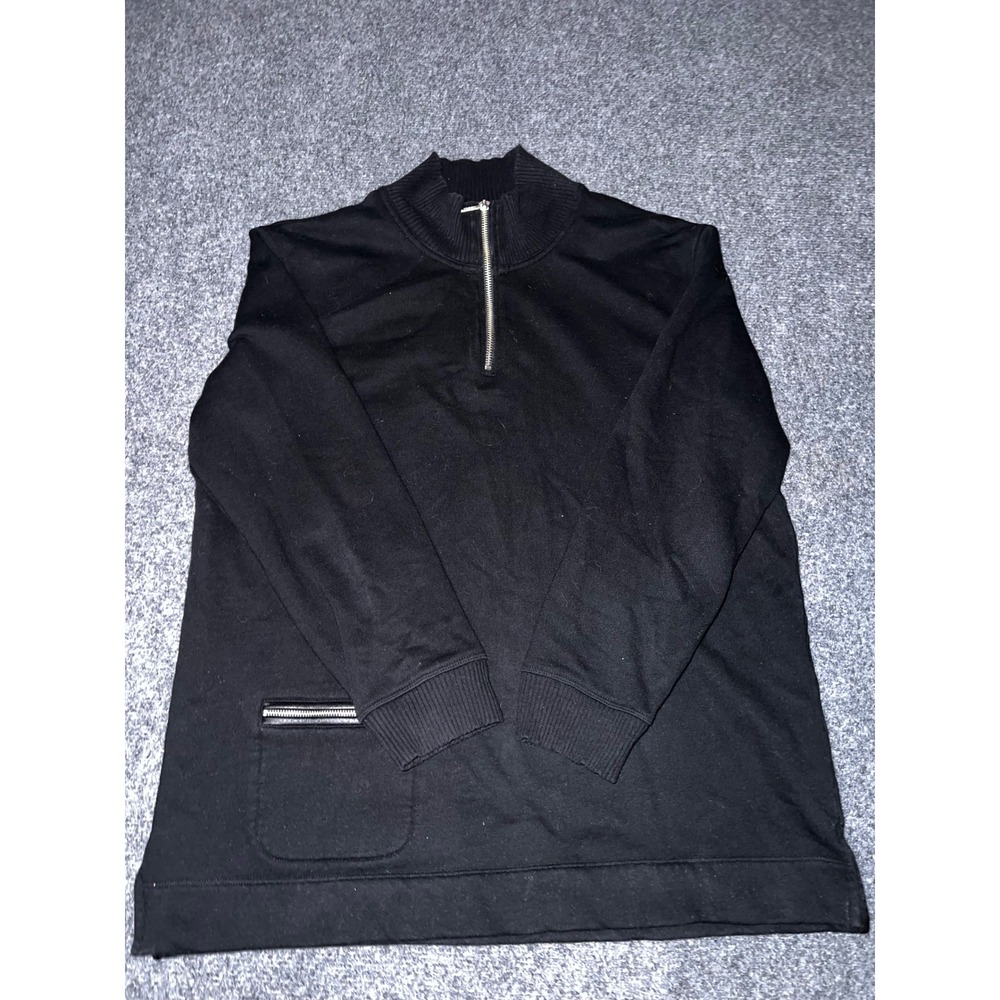 Lauren Jeans Co Ralph Lauren Black Quarter Zip Cotton Sweatshirt Petite Large